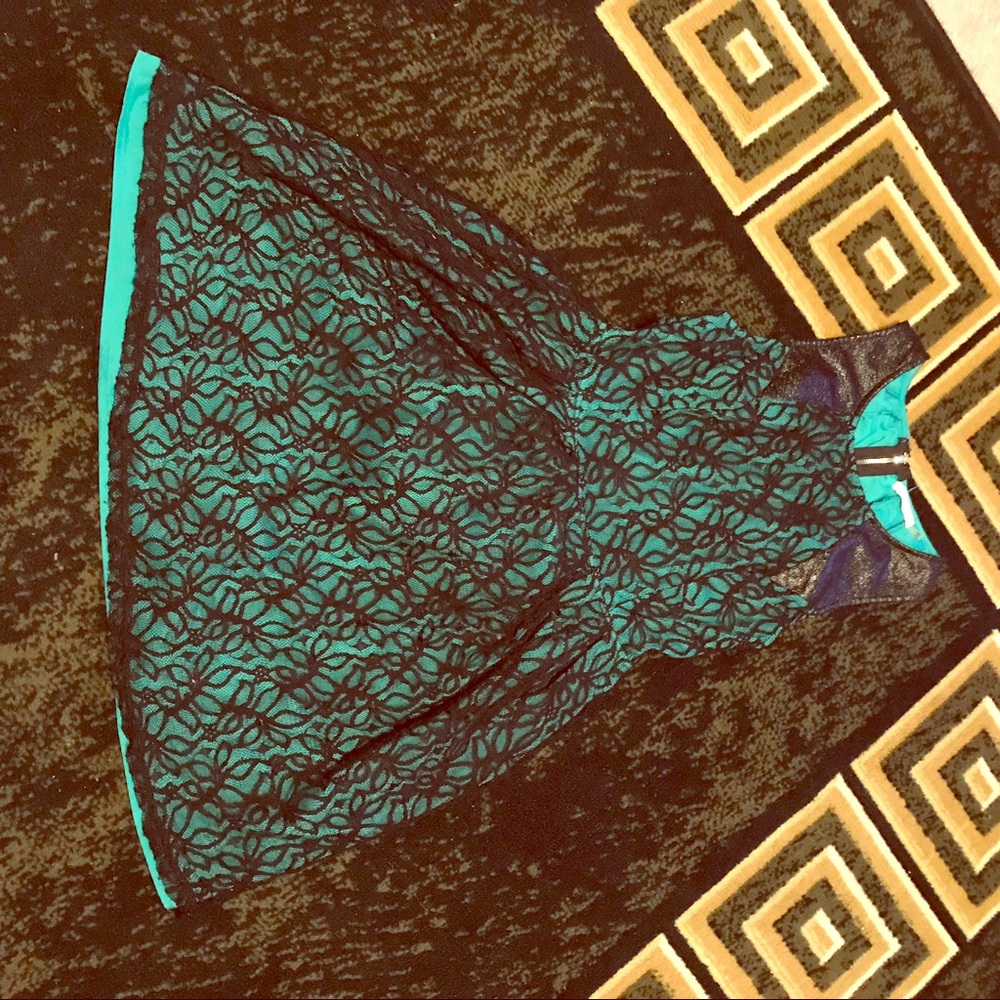 Teal and black dress